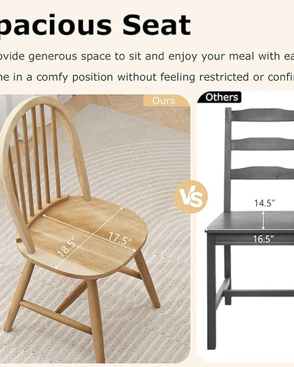 HAPPYGRILL 2 Pieces Wooden Dining Chairs Set, Vintage Armless Windsor Chairs, Kitchen Dining Chairs with Backrest, Natural - LeafyLoom