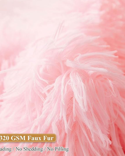 XeGe Faux Fur Reading Pillow Cover (No Filler), Fluffy Back Rest Pillow Case for Sitting in Bed, Adults Kids Girls Shaggy Sit Up Back Support Study Pillow Cover for Couch Chair Home Decoration, Pink - LeafyLoom