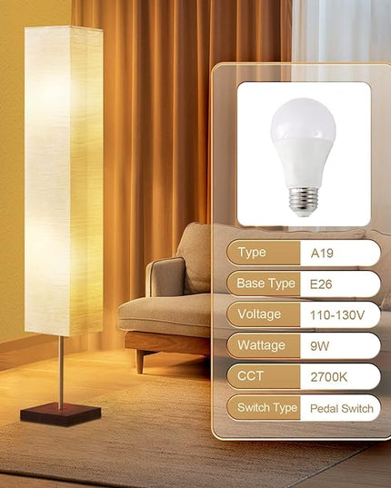 Floor Lamp for Living Room, Led Floor Lamp Column Floor Lamp Standing Lamp Corner Floor Lamp Modern Floor Lamp for Bedroom, Office& Living Room-Beige(Bulbs Included) - LeafyLoom