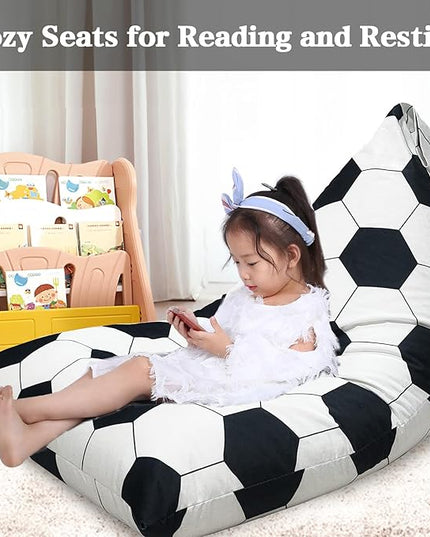 Jorbest Stuffed Animal Storage, Soccer Stuffed Animal Bean Bag Storage, Soccer Bean Bag Chair Cover for Kids, Luxury Velvet Stuffie Seat - Cover ONLY (200L/52 Gal) - LeafyLoom