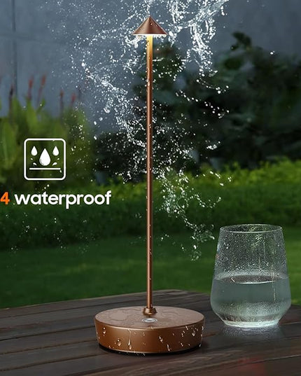 Set of 2 Rechargeable Cordless Table Lamp,6000mAh LED Battery Operated Desk Lamp Touch 3 Color Dimming Portable Outdoor Waterproof Table Light for Patio/Restaurant/Dining/Home (Coffee) - LeafyLoom
