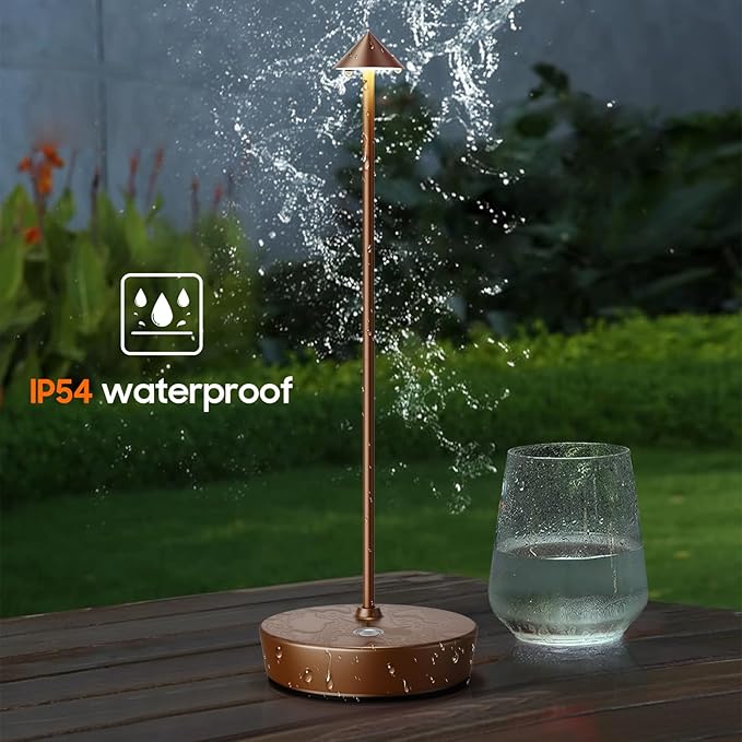 Set of 2 Rechargeable Cordless Table Lamp,6000mAh LED Battery Operated Desk Lamp Touch 3 Color Dimming Portable Outdoor Waterproof Table Light for Patio/Restaurant/Dining/Home (Coffee) - LeafyLoom