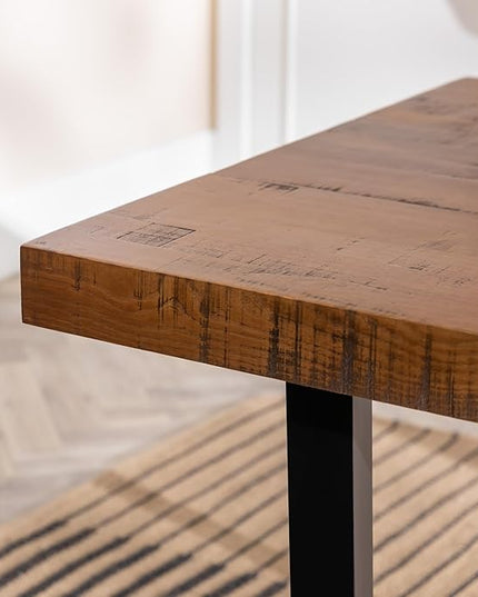Walker Edison Andre Modern Solid Wood Dining Table, 72 Inch, Rustic Oak - LeafyLoom