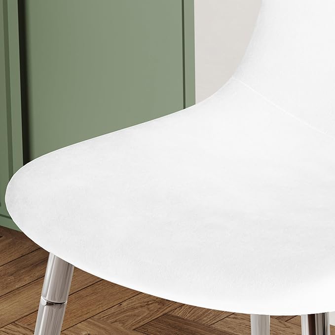 NicBex Haerin-SD-00341-LWJ Dining Chairs, 17.7"x19.7"x34.3", White and Silver - LeafyLoom
