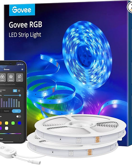 Govee Smart LED Strip Lights for Bedroom, 32.8ft WiFi LED Light Strip Work with Alexa Google Assistant, 16 Million Colors with App Control and Music Sync Lights for Home Decor, 2 Rolls of 16.4ft Govee