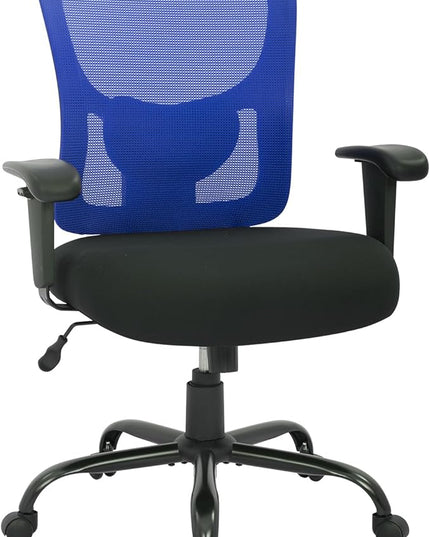 BestOffice Big and Tall Office Chair 400lbs Desk Chair Mesh Computer Chair with Lumbar Support Wide Seat Adjust Arms Rolling Swivel High Back Task Executive Ergonomic Chair for Home Office (Blue) - LeafyLoom