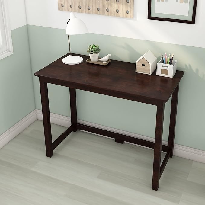 Max & Lily Solid Wood Desk, 40 Inches, Espresso - LeafyLoom