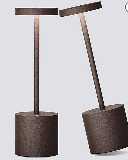 2Pack Cordless Table Lamp, Rechargeable LED Battery 5000mAh Metal USB Portable Powered Desk Lamp, 3 Levels Brightness Light for Restaurants Outdoor (2pack 10.25in ferrugino) - LeafyLoom
