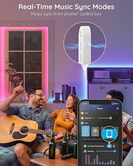 Govee LED Strip Lights 100ft, LED Lights for Bedroom, WiFi RGB LED Lights Work with Alexa and Google Assistant, 64 Modes and Music Sync, Strip Lights for Indoor, Home Decor, 2 Rolls of 50ft Govee