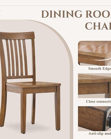 COLAMY Wooden Dining Chairs Set of 4, Spindle High Back Windsor Kitchen Side Chair, Farmhouse Dining Chairs for Kitchen and Dining Room, Light Brown - LeafyLoom