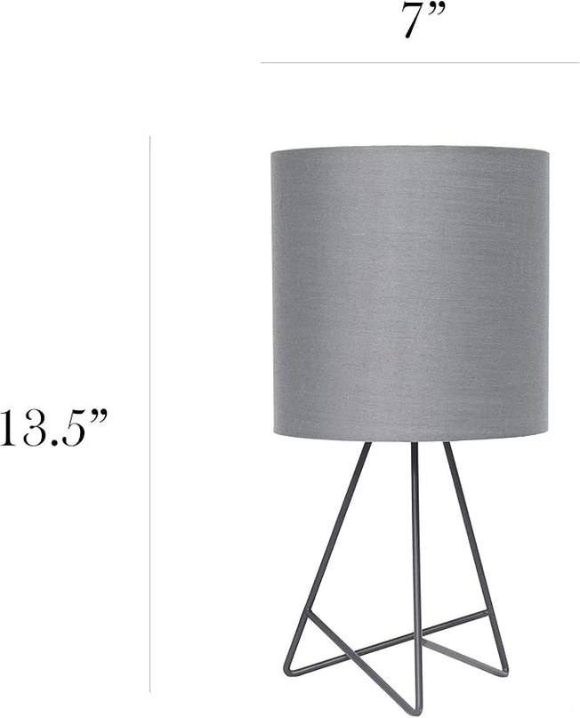 Simple Designs LT2066-GOG 14" Down to the Wire Metal Table Lamp with Fabric Shade, Gray with Gray Shade - LeafyLoom