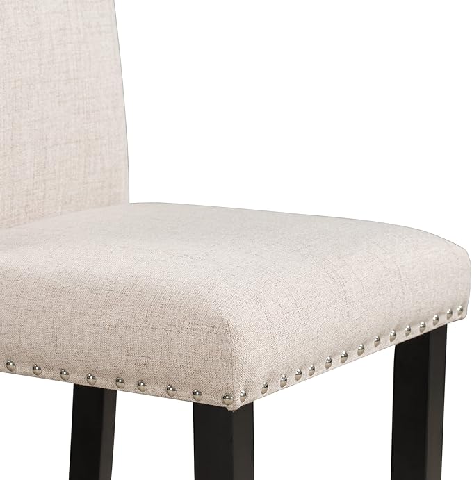 Kitchen Faux Marble 5-Piece Set Table with 4 Thicken Cushion Dining Chairs Home Furniture, White/Beige+Black - LeafyLoom