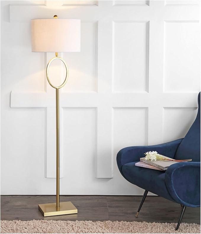 JONATHAN Y JYL1089A April 61" Metal LED Floor Lamp, Modern, Contemporary, Glam, Traditional, Office, Living Room, Family Room, Dining Room, Bedroom, Hallway, Foyer, Brass - LeafyLoom