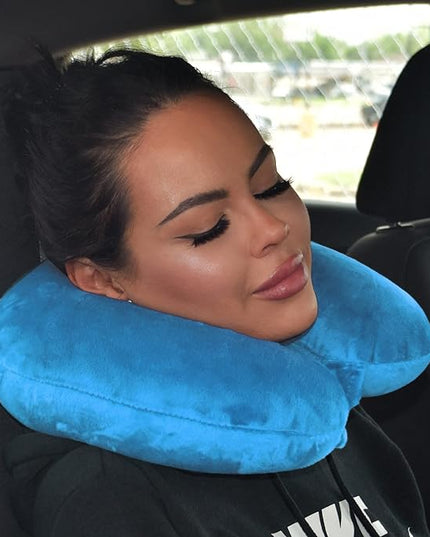 Adult Cozy Soft Microfiber Neck Pillow, Compact, Perfect for Plane or Car Travel, Light Blue - LeafyLoom