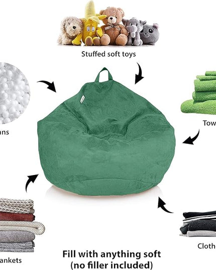 Bean Bag Stuffed Animal Storage Or Cover | No Filler | Extra Large | for Adults Or Kids | Double Stitched | Durable Zipper | Premium Microsuede - LeafyLoom