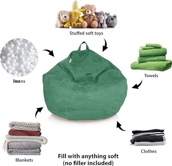 Bean Bag Stuffed Animal Storage Or Cover | No Filler | Extra Large | for Adults Or Kids | Double Stitched | Durable Zipper | Premium Microsuede - LeafyLoom