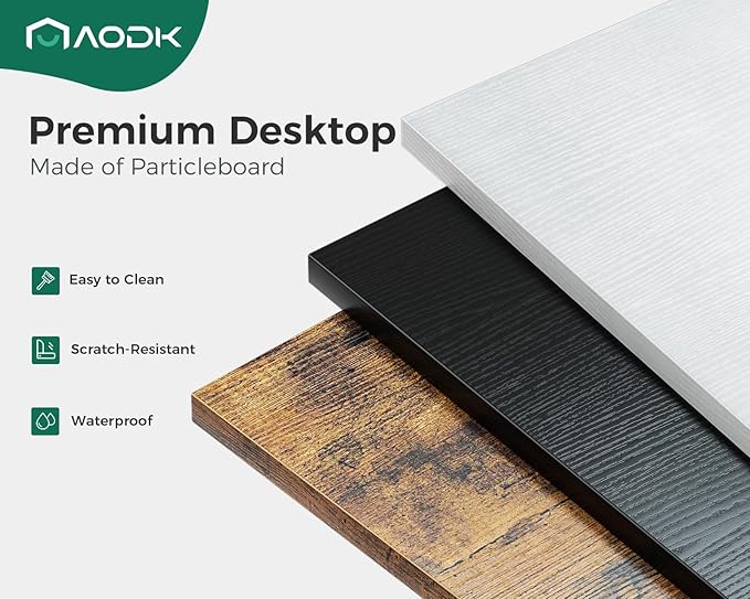 AODK Computer Desk with Keyboard Tray, 55 Inch Office Desk with Power Outlet, Work Desk with Drawer, Reversible Desk with Adjustable Monitor Shelf and Storage Shelf for Home, White - LeafyLoom