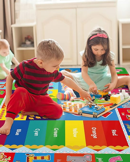 Baby Play Mat Kids Rug for Playroom, Floor Mat for Toddlers, Playtime Collection ABC, Numbers, Animals Educational Area Rugs for Kids Room Classroom ( 78.7X 59 Inch) - LeafyLoom