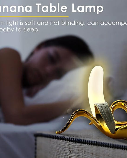 Modern Banana Table Lamp, Desk Lamp,Led Night Light Plating Resin Banana Lighting Fixture for Living Room, Bedroom,Home Office,Kids Room(Lying-Plated) - LeafyLoom