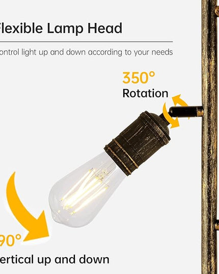 Industrial Floor Lamp, Standing Lamp, Bronze Finish Tree Floor Lamp with 3 Adjustable Rotating Lights, E26 Edison Bulb Floor Lamp for Living Room, Bedroom, Home, Office(Bulb not Included) - LeafyLoom