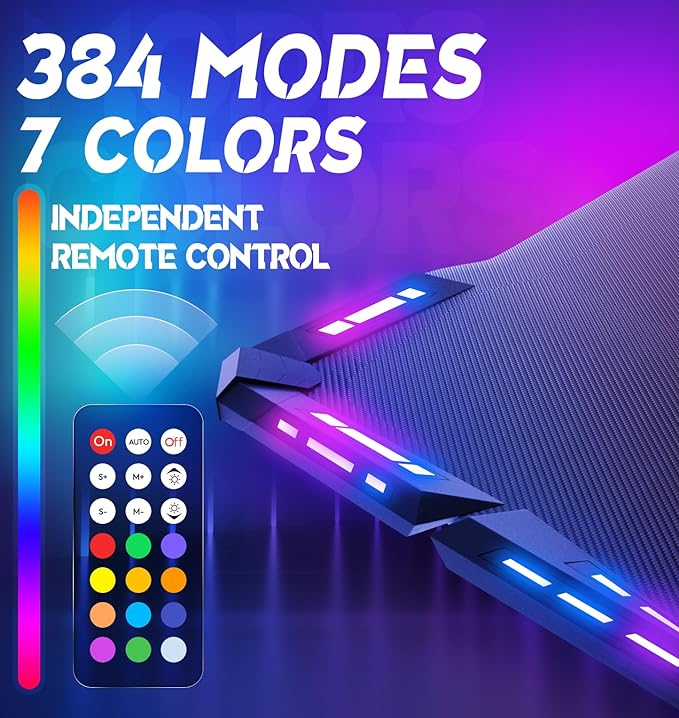Dowinx Gaming Desk with LED Lights, RGB Gaming Computer Table with Carbon Fibre Surface, LED Home Office Desk with Remote Control, Pc Workstation with Cup Holder and Headphone Hook, 63 Inch, Black - LeafyLoom