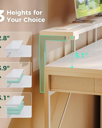 Gaming Desk with 6 Drawers, Computer Desk with LED Lights Power Outlets and Type-C, 47 Inch Office Desk with Storage, Monitor Stand, Writing Desk Work Desk Home Office, Bedroom, Study, White - LeafyLoom