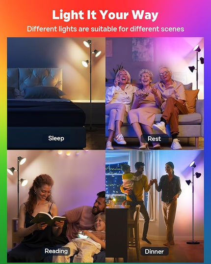 RGBCW Floor Lamp, 36W Bright Color Changing Lamp, Modern Stepless Dimmable LED RGB Floor Lamp with Remote & Touch Control, Standing Lamp for Living Room, Game Room, Bedroom - LeafyLoom