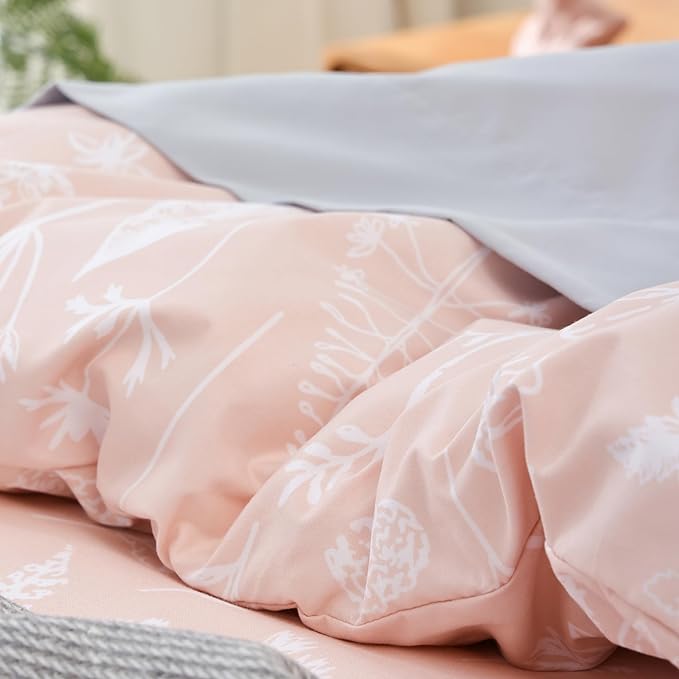 JANZAA Full Size Comforter Set Blush Bedding Comforter Set Floral Bedding Set Microfiber Comforter Set with 2 Pillow Cases for All Season Cozy and Comfortable - LeafyLoom