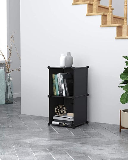 C&AHOME Cube Storage, 2-Cube Organizer Units, Plastic Closet Storage Shelves, DIY Book Shelf, Modular Bookcase, Cabinet Ideal for Bedroom, Living Room, Home Office, 12.4" L x 12.4" W x 24.8" H Black - LeafyLoom