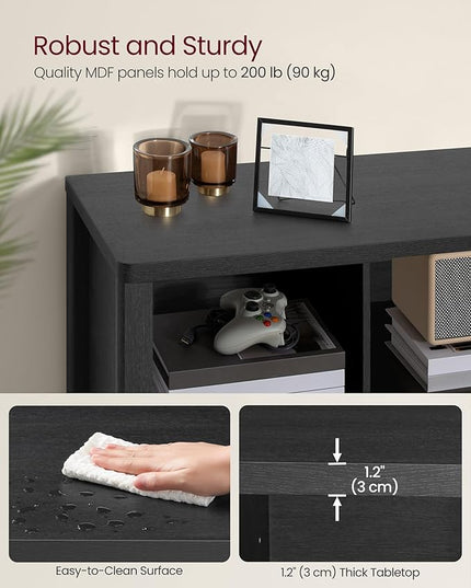 VASAGLE TV Stand for TVs up to 70 Inches, Entertainment Center with Storage Shelves, TV Console Table, Easy to Assemble, TV Cabinet for Living Room, Bedroom, Ash Black ULTV114B01 - LeafyLoom