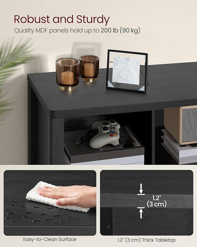 VASAGLE TV Stand for TVs up to 70 Inches, Entertainment Center with Storage Shelves, TV Console Table, Easy to Assemble, TV Cabinet for Living Room, Bedroom, Ash Black ULTV114B01 - LeafyLoom