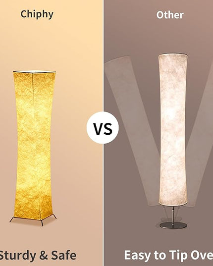 chiphy Floor Lamp, Dimmable 39" (XS) Tall Standing Lamp, 3 Levels Adjustable Brightness 12Wx2 LED Bulbs, Column Floor Light w/White Fabric Shade, Home Decor for Living Room, Bedroom, Kids Room - LeafyLoom