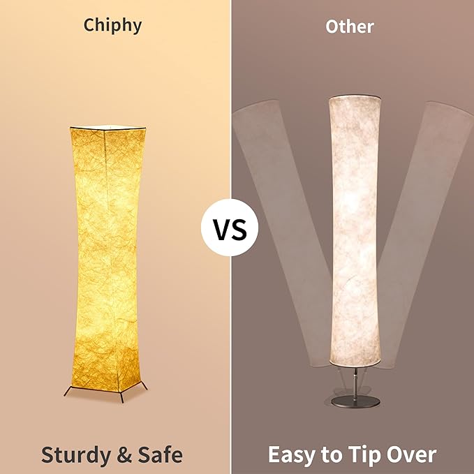 chiphy Floor Lamp, Dimmable 39" (XS) Tall Standing Lamp, 3 Levels Adjustable Brightness 12Wx2 LED Bulbs, Column Floor Light w/White Fabric Shade, Home Decor for Living Room, Bedroom, Kids Room - LeafyLoom