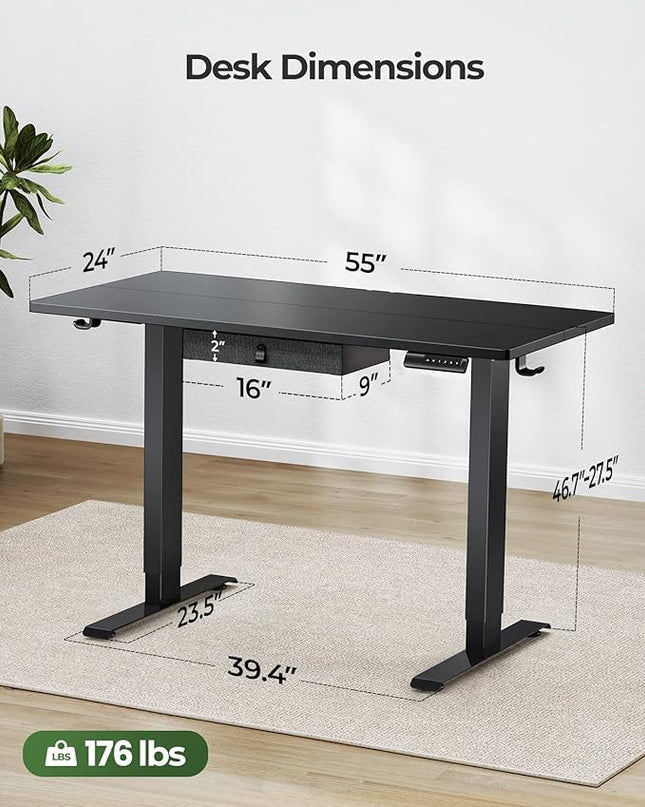 Marsail STAND 1 home-office-desks, 55 x 24 Inch, Black - LeafyLoom