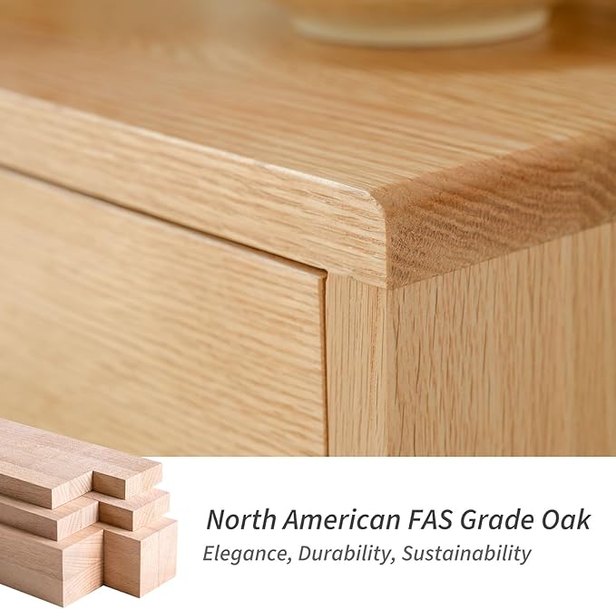 Night Stand, Mid Century Modern Nightstand w/2 Drawers, Boho Nightstand, Small Nightstand, Oak Bedroom Nightstand, Solid Wood Bedside Table, 17.72 W x 15.75 D x 19.69 H Inches(Natural) - LeafyLoom