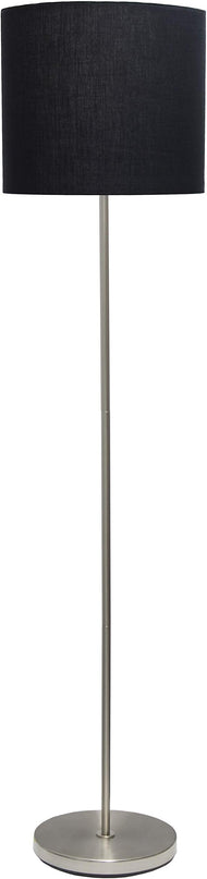 Simple Designs LF2004-BLK Brushed Nickel Stick Drum Shade Floor Lamp, Black - LeafyLoom