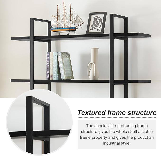 HOMISSUE Bookshelf,5-Tier Bookshelf Industrial Bookcase and Bookshelves,Rustic Storage Rack with Open Shelves for Living Room Bedroom and Kitchen - LeafyLoom