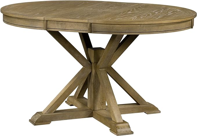 NicBex Dining Table Contemporary Kitchen Table Farmhouse Rustic Retro Functional Extendable Dining Table with a 12" Leaf for Dining Room and Living Room Round Dining Table, Natural Wood Wash - LeafyLoom