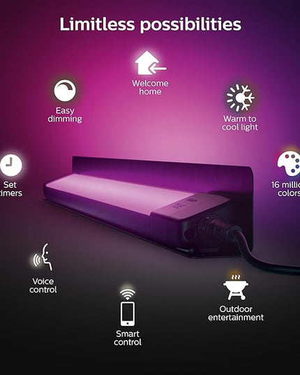 Philips Hue Amarant Outdoor Smart Light Bar, Black - 20W, White and Color Ambiance LED Light - 1 Pack - Requires Hue Bridge and Outdoor Power Supply - Control with Hue App and Voice - Weatherproof PhilipsHue