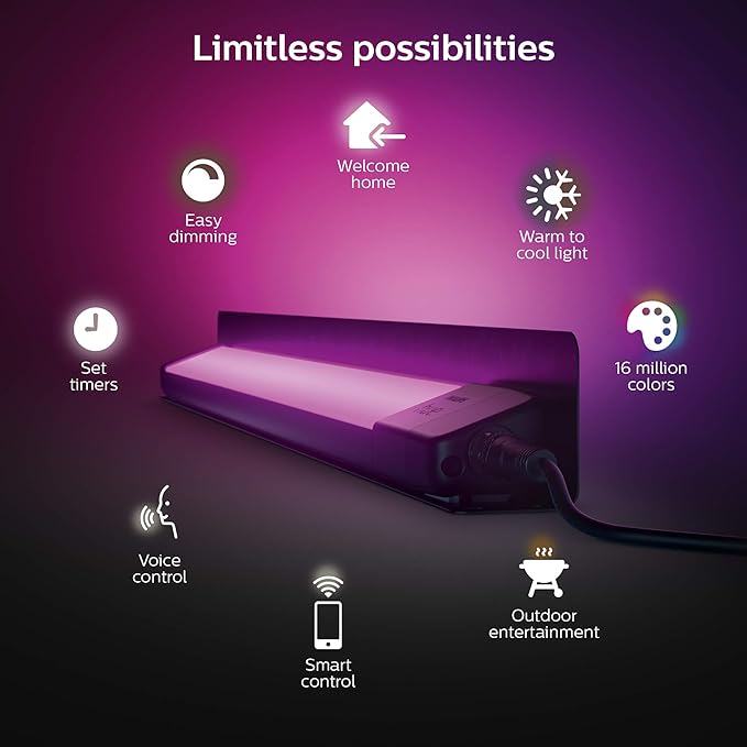Philips Hue Amarant Outdoor Smart Light Bar, Black - 20W, White and Color Ambiance LED Light - 1 Pack - Requires Hue Bridge and Outdoor Power Supply - Control with Hue App and Voice - Weatherproof PhilipsHue