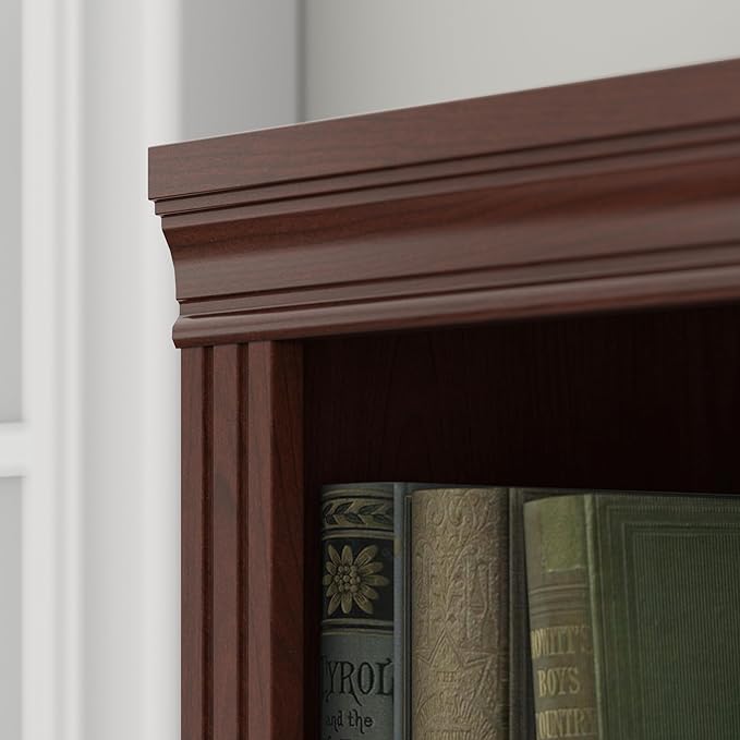 Bush Furniture Saratoga Tall 5 Shelf Bookcase in Harvest Cherry - LeafyLoom