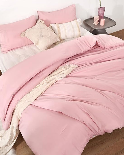 ROSGONIA Pink California King Comforter Set, 3pcs Oversized Boho Lightweight Microfiber Blanket Quilts, Gifts - LeafyLoom
