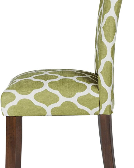 HomePop Parsons Classic Upholstered Accent Dining Chair, Set of 2, Green and Cream Geometric - LeafyLoom