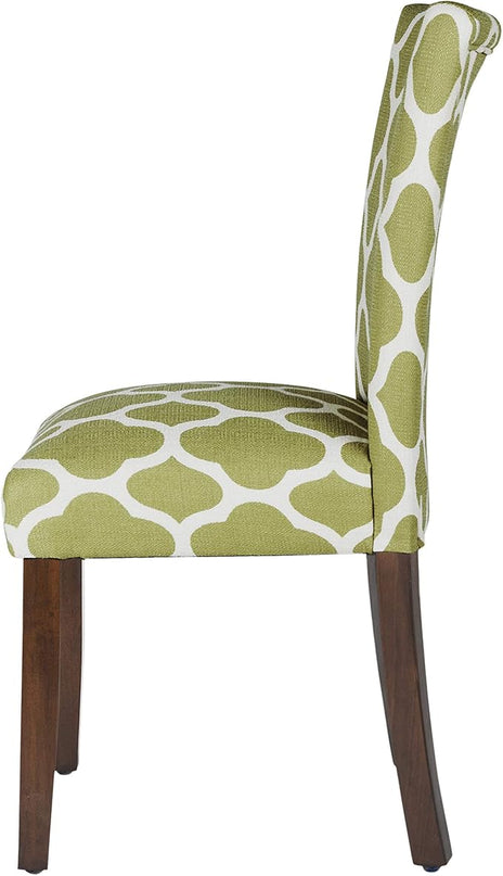 HomePop Parsons Classic Upholstered Accent Dining Chair, Set of 2, Green and Cream Geometric - LeafyLoom