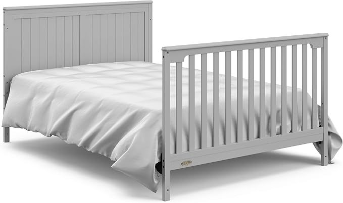 Graco Hadley 5-in-1 Convertible Crib with Drawer (Pebble Gray) – GREENGUARD Gold Certified, Crib with Drawer Combo, Full-Size Nursery Storage Drawer, Converts to Toddler Bed, Daybed - LeafyLoom