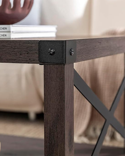 Walker Edison Sedalia Modern Farmhouse Metal-X Coffee Table, 1 Pack, Sable Grey - LeafyLoom