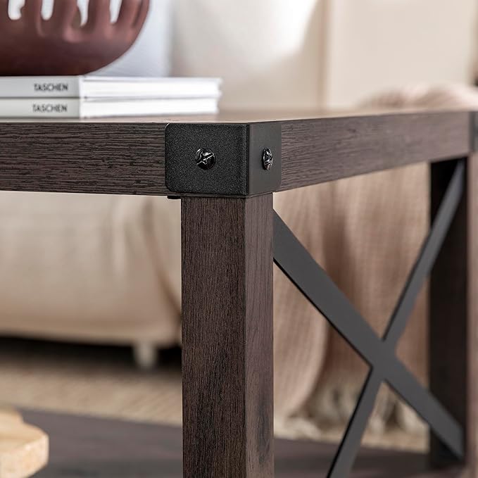 Walker Edison Sedalia Modern Farmhouse Metal-X Coffee Table, 1 Pack, Sable Grey - LeafyLoom
