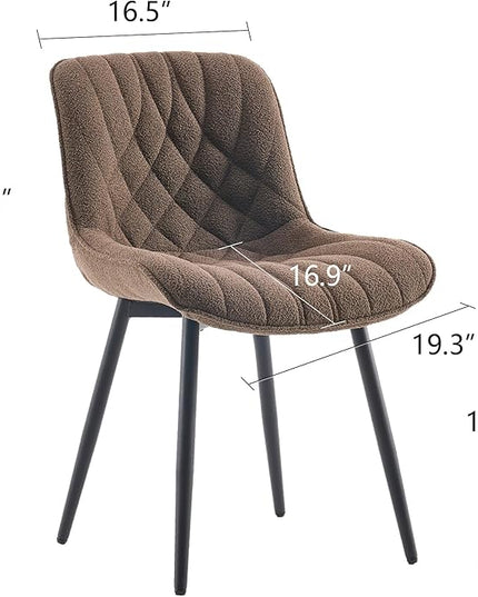 Dining Chair Set of 2 Soft Padded Seats & Adjustable Metal Legs, Modern Velvet Dining Room Chairs, Kitchen Chairs with Wide Curved Back for Living Room Bedroom Kitchen, Coffee - LeafyLoom