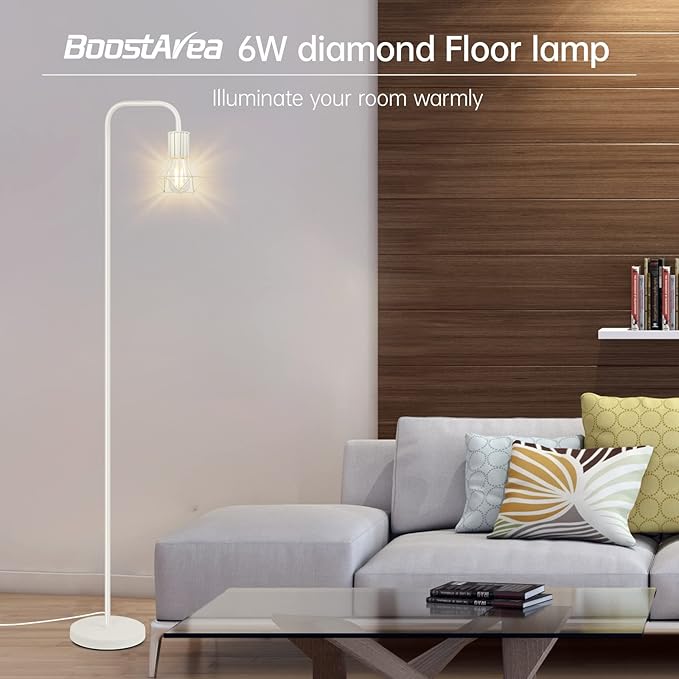 BoostArea Floor lamp,Industrial Floor Lamp,Standing Lamp with 6W LED Bulb,E26 Socket,On/Off Footswitch,Whole Metal,Modern Floor Lamp for Bedroom,Office, Living Room,Rustic,Vintage,Farmhouse - LeafyLoom