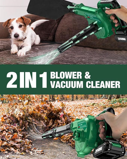 KIMO 4-in-1 Cordless Leaf Blower/Vacuum & String Trimmer/Weed Edger Combo Kit w/2x2.0 Battery & 10Pcs Spool Line, Variable Speed Trigger for Blowing/Vaccuming/Dusting/Clearing/Lawn Edging/Gardening - LeafyLoom